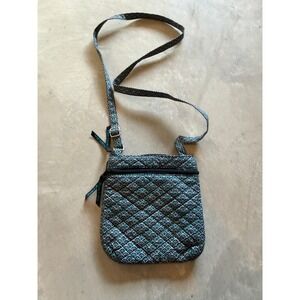 Kaddie & Libbie Quilted Crossbody Bag Teal Black Fan Pattern Small Purse